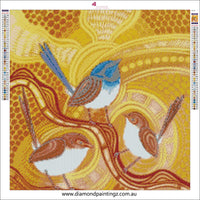 Aboriginal Design Blue Wren … - Full Coverage of Diamonds - Made to Order - round or square - poured glue or Double sided Tape Adhesive - Australian Company