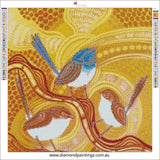 Aboriginal Design Blue Wren … - Full Coverage of Diamonds - Made to Order - round or square - poured glue or Double sided Tape Adhesive - Australian Company