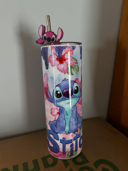 Tumbler with straw figurine 590ml - stitch