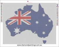 Australian Map flag  … Full Coverage of Diamonds - Made to Order - round or square - poured glue or Double sided Tape Adhesive - Australian Company