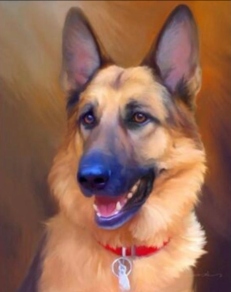 German shepard Dog  … Full Coverage of Diamonds - Made to Order - round or square - poured glue or Double sided Tape Adhesive - Australian Company