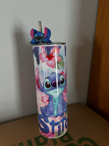 Tumbler with straw figurine 590ml - stitch