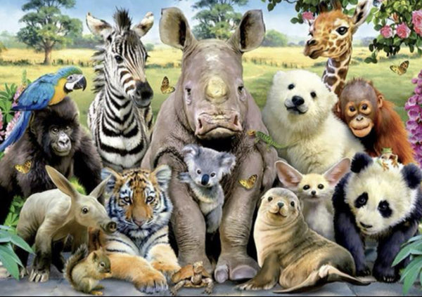 African Safari Animals … Full Coverage of Diamonds - Made to Order - round or square - poured glue or Double sided Tape Adhesive - Australian Company