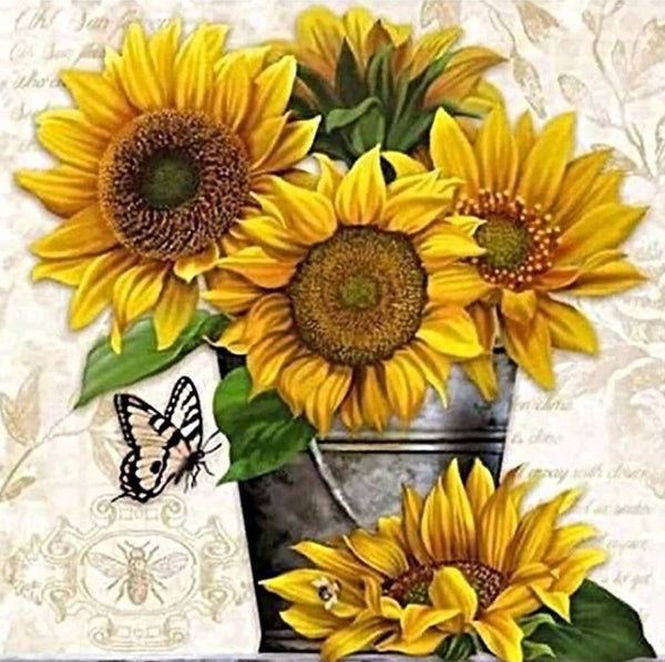 Sunflowers … - Full Coverage of Diamonds - Made to Order - round or square - poured glue or Double sided Tape Adhesive - Australian Company