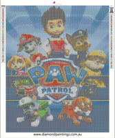 Paw patrol … Full Coverage of Diamonds - Made to Order - round or square - poured glue or Double sided Tape Adhesive - Australian Company