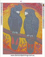 Black Cockatoo birds Aboriginal Design … Full Coverage of Diamonds - Made to Order