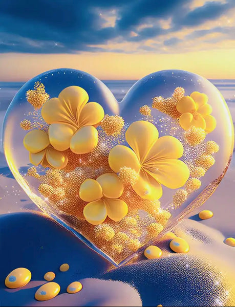 Flower Heart … Full Coverage of Diamonds - Made to Order