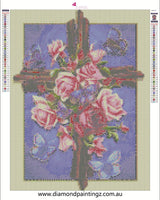 Rose flower cross religious … Full Coverage of Diamonds - Made to Order - round or square - poured glue or Double sided Tape Adhesive - Australian Company