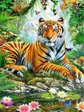 Tiger  … Full Coverage of Diamonds - Made to Order - round or square - poured glue or Double sided Tape Adhesive - Australian Company
