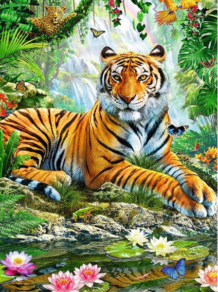 Tiger  … Full Coverage of Diamonds - Made to Order - round or square - poured glue or Double sided Tape Adhesive - Australian Company