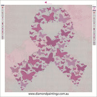 Pink Breast Cancer Awareness Ribbon Butterflies … - Full Coverage of Diamonds - Made to Order