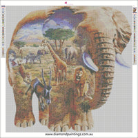 African elephant animal … - Full Coverage of Diamonds - Made to Order - round or square - poured glue or Double sided Tape Adhesive - Australian Company