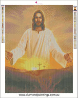 Jesus  … Full Coverage of Diamonds - Made to Order - round or square - poured glue or Double sided Tape Adhesive - Australian Company