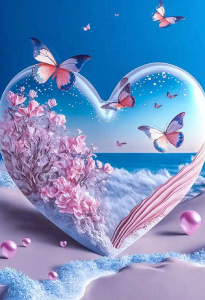 Beach butterfly heart … Full Coverage of Diamonds - Made to Order - round or square - poured glue or Double sided Tape Adhesive - Australian Company