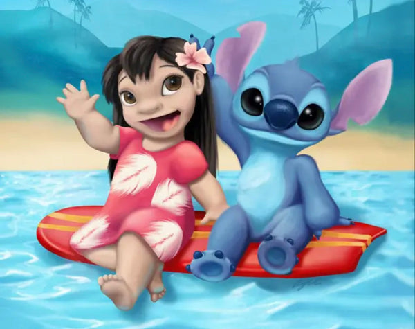 LILO and stitch … Full Coverage of Diamonds - Made to Order - round or square - poured glue or Double sided Tape Adhesive - Australian Company