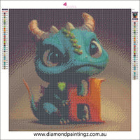Dragon Alphabet letter H … - Full Coverage of Diamonds - Made to Order