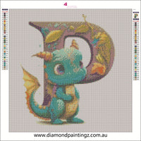 Dragon Alphabet letter P … - Full Coverage of Diamonds - Made to Order