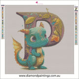 Dragon Alphabet letter P … - Full Coverage of Diamonds - Made to Order