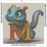 Dragon Alphabet letter M … - Full Coverage of Diamonds - Made to Order