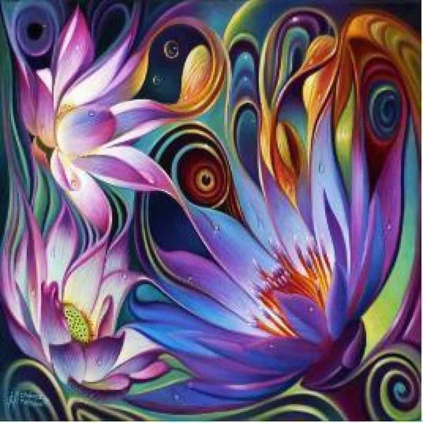 Abstract Art Flowers … - Full Coverage of Diamonds - Made to Order - round or square - poured glue or Double sided Tape Adhesive - Australian Company