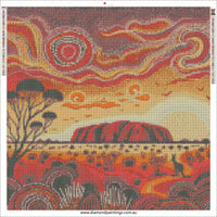 Aboriginal Design Uluru Ayres Rock … - Full Coverage of Diamonds - Made to Order - round or square - poured glue or Double sided Tape Adhesive - Australian Company
