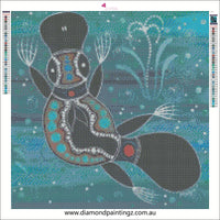 Aboriginal Design platypus … - Full Coverage of Diamonds - Made to Order - round or square - poured glue or Double sided Tape Adhesive - Australian Company