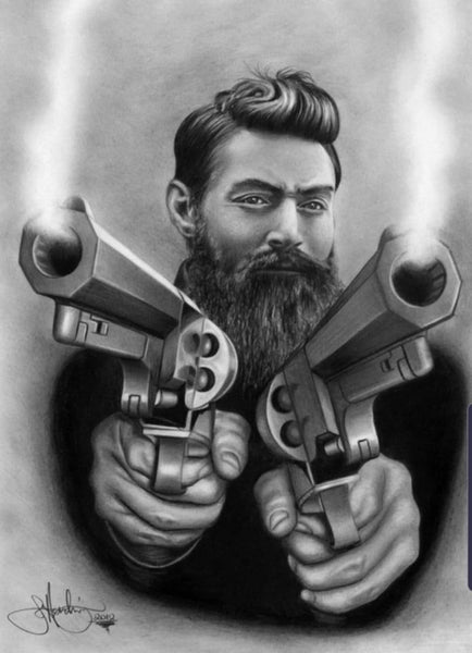 Ned Kelly Australia Outlaw … Full Coverage of Diamonds - Made to Order - round or square - poured glue or Double sided Tape Adhesive - Australian Company