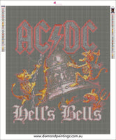 ACDC Music Band  hells bells … Full Coverage of Diamonds - Made to Order - round or square - poured glue or Double sided Tape Adhesive - Australian Company