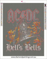 ACDC Music Band  hells bells … Full Coverage of Diamonds - Made to Order - round or square - poured glue or Double sided Tape Adhesive - Australian Company