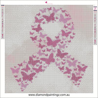 Pink Breast Cancer Awareness Ribbon Butterflies … - Full Coverage of Diamonds - Made to Order