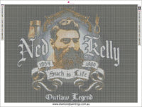 Ned Kelly Australia Outlaw … Full Coverage of Diamonds - Made to Order - round or square - poured glue or Double sided Tape Adhesive - Australian Company
