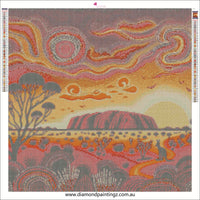 Aboriginal Design Uluru Ayres Rock … - Full Coverage of Diamonds - Made to Order - round or square - poured glue or Double sided Tape Adhesive - Australian Company