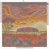 Aboriginal Design Uluru Ayres Rock … - Full Coverage of Diamonds - Made to Order - round or square - poured glue or Double sided Tape Adhesive - Australian Company