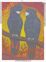 Black Cockatoo birds Aboriginal Design … Full Coverage of Diamonds - Made to Order