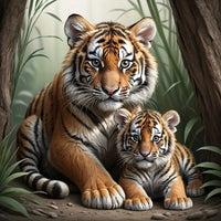 Tiger and Cub … - Full Coverage of Diamonds - Made to Order - round or square - poured glue or Double sided Tape Adhesive - Australian Company