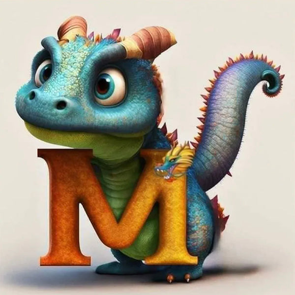 Dragon Alphabet letter M … - Full Coverage of Diamonds - Made to Order