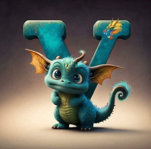 Dragon Alphabet letter Y … - Full Coverage of Diamonds - Made to Order