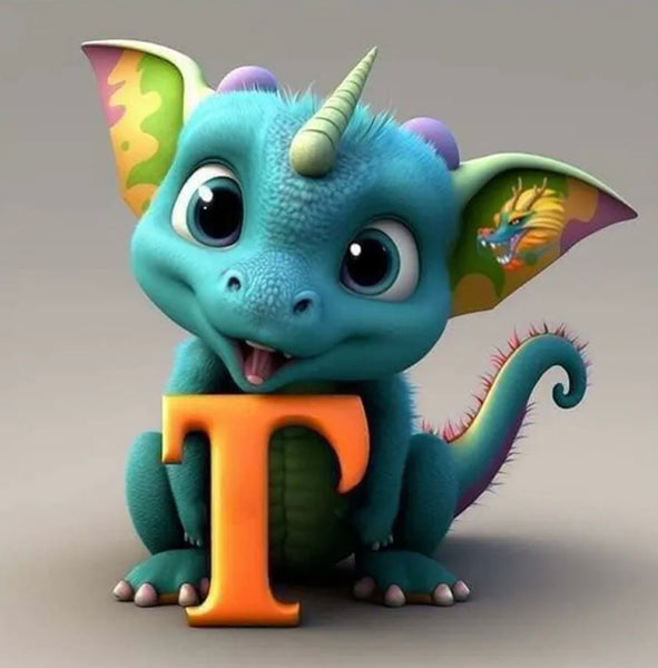 Dragon Alphabet letter T … - Full Coverage of Diamonds - Made to Order