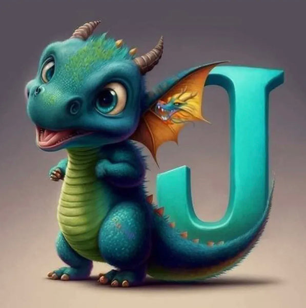 Dragon Alphabet letter J … - Full Coverage of Diamonds - Made to Order