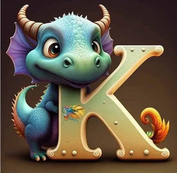 Dragon Alphabet letter K … - Full Coverage of Diamonds - Made to Order