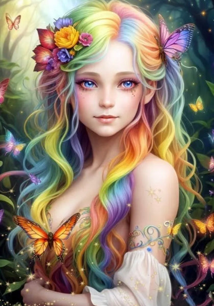 Rainbow Girl - AB DRILLS OPTIONAL … Full Coverage of Diamonds - Made to Order