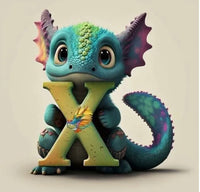 Dragon Alphabet letter X … - Full Coverage of Diamonds - Made to Order