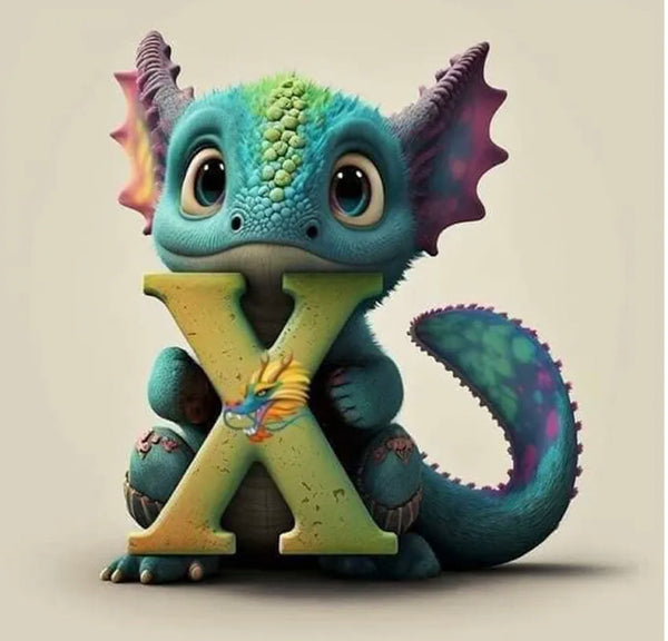 Dragon Alphabet letter X … - Full Coverage of Diamonds - Made to Order