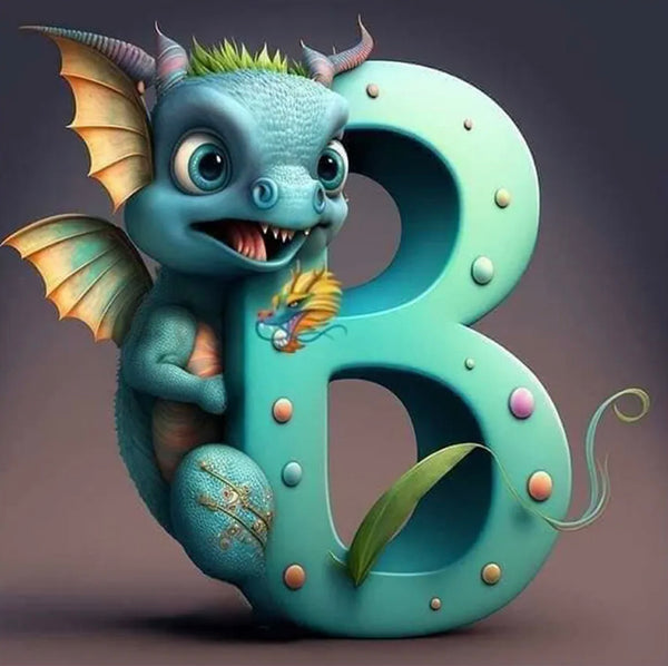 Dragon Alphabet letter B … - Full Coverage of Diamonds - Made to Order