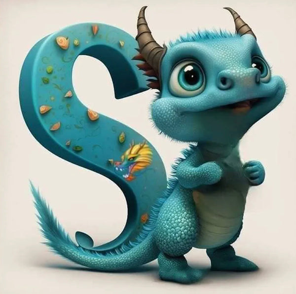 Dragon Alphabet letter S … - Full Coverage of Diamonds - Made to Order