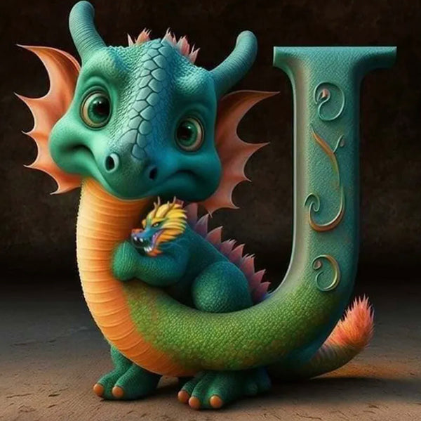 Dragon Alphabet letter U … - Full Coverage of Diamonds - Made to Order