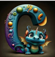 Dragon Alphabet letter C … - Full Coverage of Diamonds - Made to Order