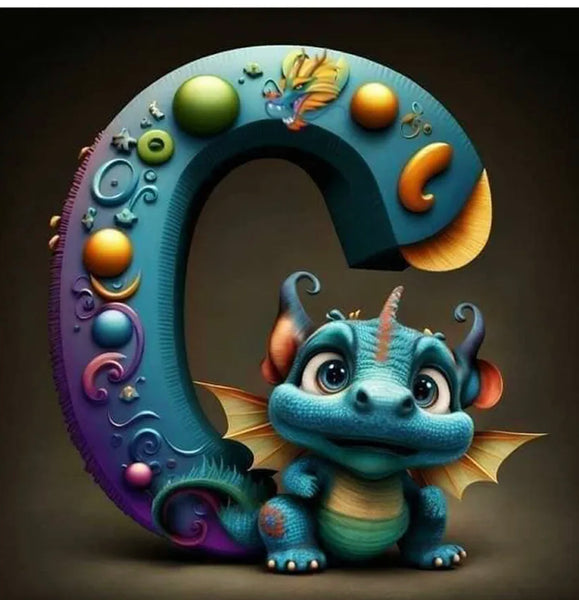 Dragon Alphabet letter C … - Full Coverage of Diamonds - Made to Order