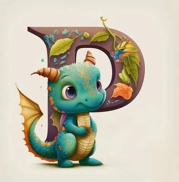 Dragon Alphabet letter P … - Full Coverage of Diamonds - Made to Order
