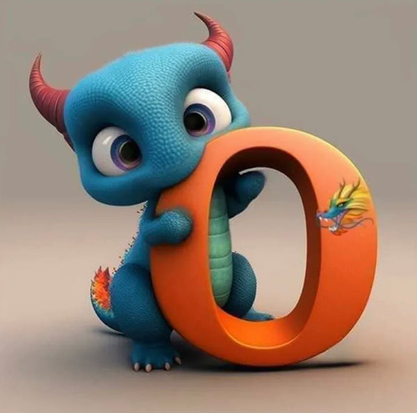 Dragon Alphabet letter O … - Full Coverage of Diamonds - Made to Order